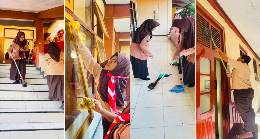 Tingkatkan Kepedulian Lingkungan, SMKN 2 Tuban Gelar Rutinitas Jumat Bersih